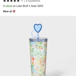 Roller rabbit x Target vacation Floral Tumbler with Heart Straw